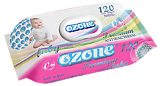 Салфетки влажные 120шт Ozone Premium для детей с экстрактом ромашки клапан /14
